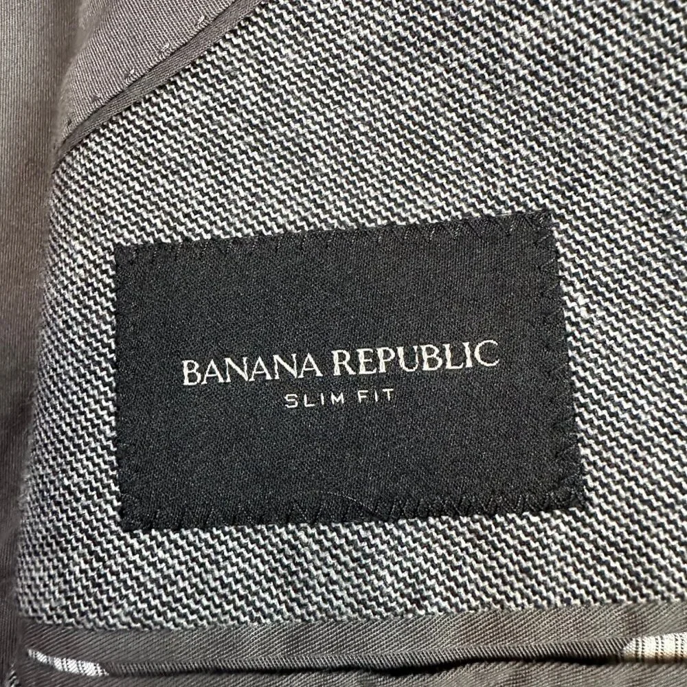 Banana Republic Slim Fit Cotton Blend Italian Fabric Grey Blazer Sport Coat 42R